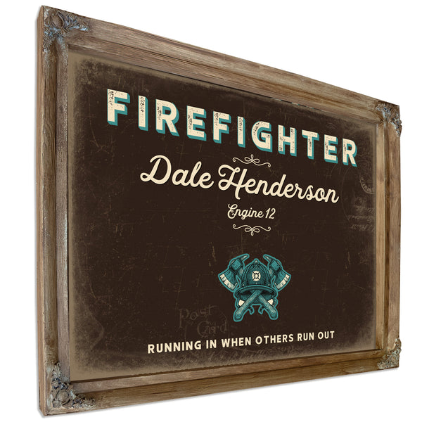 Personalized Firefighter Sign, Running In When Others Run Out, Espresso & Turquoise, image 6
