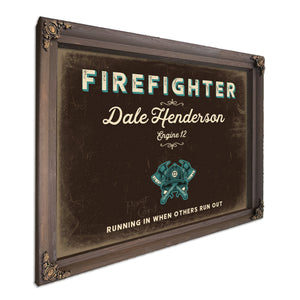 Personalized Firefighter Sign, Running In When Others Run Out, Espresso & Turquoise, image 7
