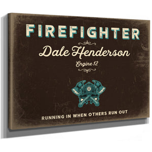 Personalized Firefighter Sign, Running In When Others Run Out, Espresso & Turquoise, image 8