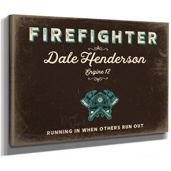 Personalized Firefighter Sign, Running In When Others Run Out, Espresso & Turquoise, image 8
