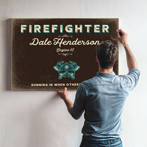 Personalized Firefighter Sign, Running In When Others Run Out, Espresso & Turquoise, image 9