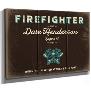 Personalized Firefighter Sign, Running In When Others Run Out, Espresso & Turquoise, image 14