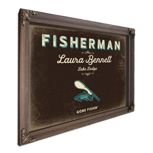 Personalized Fisherman Sign, Gone Fishin', Espresso & Turquoise, image 7