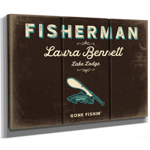 Personalized Fisherman Sign, Gone Fishin', Espresso & Turquoise, image 14