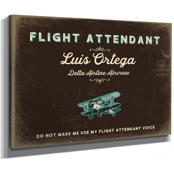 Personalized Flight Attendant Sign, Do Not Make Me Use My Flight Attendant Voice, Espresso & Turquoise, image 8