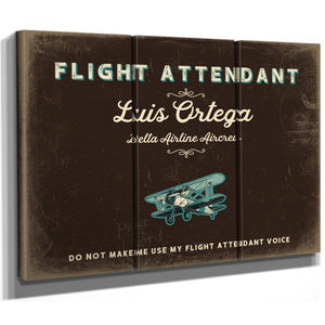Personalized Flight Attendant Sign, Do Not Make Me Use My Flight Attendant Voice, Espresso & Turquoise, image 14