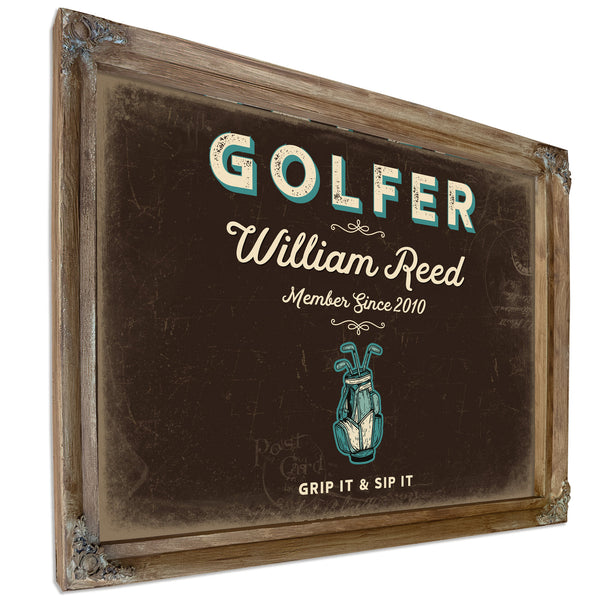 Personalized Golfer Sign, Grip It & Sip It, Espresso & Turquoise, image 6