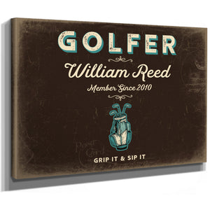 Personalized Golfer Sign, Grip It & Sip It, Espresso & Turquoise, image 8