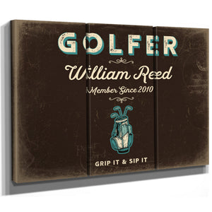 Personalized Golfer Sign, Grip It & Sip It, Espresso & Turquoise, image 14