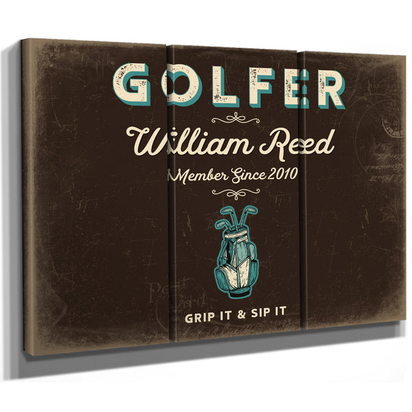 Personalized Golfer Sign, Grip It & Sip It, Espresso & Turquoise, image 14
