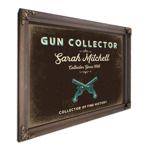 Personalized Gun Collector Sign, Collector of Fine History, Espresso & Turquoise, image 7