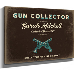 Personalized Gun Collector Sign, Collector of Fine History, Espresso & Turquoise, image 8