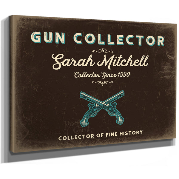 Personalized Gun Collector Sign, Collector of Fine History, Espresso & Turquoise, image 8