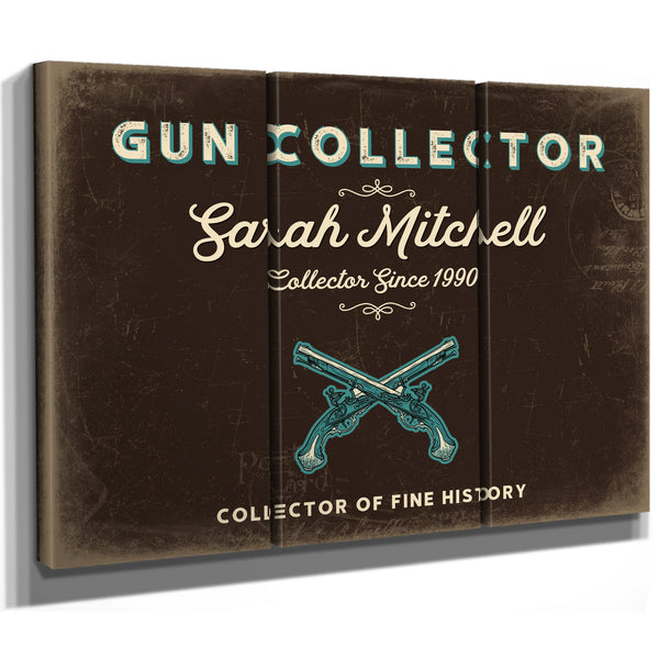 Personalized Gun Collector Sign, Collector of Fine History, Espresso & Turquoise, image 14
