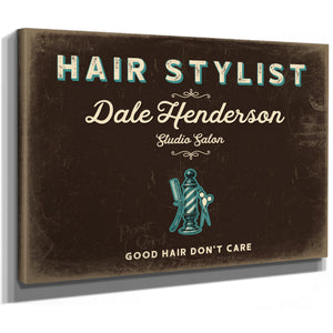 Personalized Hair Stylist Sign, Good Hair Don't Care, Espresso & Turquoise, image 8
