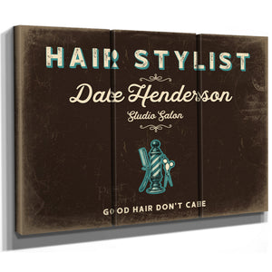 Personalized Hair Stylist Sign, Good Hair Don't Care, Espresso & Turquoise, image 14