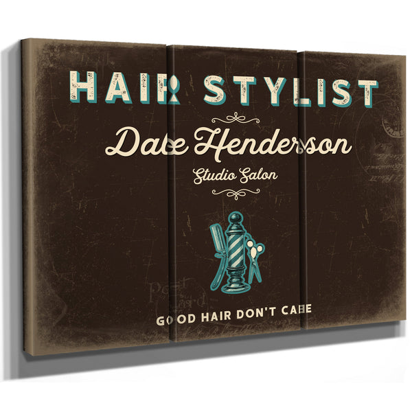 Personalized Hair Stylist Sign, Good Hair Don't Care, Espresso & Turquoise, image 14