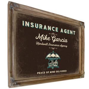 Personalized Insurance Agent Sign, Peace of Mind Delivered, Espresso & Turquoise, image 6