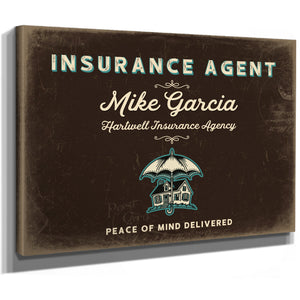 Personalized Insurance Agent Sign, Peace of Mind Delivered, Espresso & Turquoise, image 8