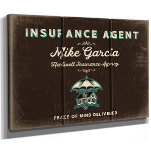 Personalized Insurance Agent Sign, Peace of Mind Delivered, Espresso & Turquoise, image 14