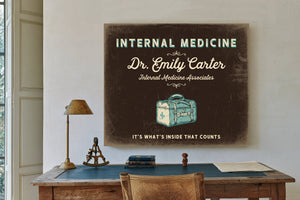 Personalized Internal Medicine Sign, It's What's Inside That Counts, Espresso & Turquoise, image 2