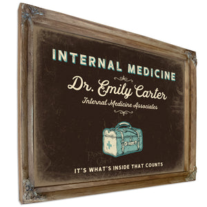 Personalized Internal Medicine Sign, It's What's Inside That Counts, Espresso & Turquoise, image 6