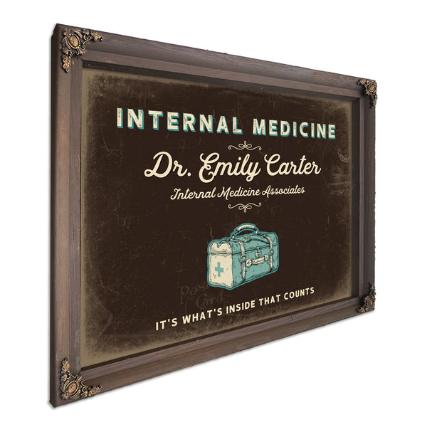 Personalized Internal Medicine Sign, It's What's Inside That Counts, Espresso & Turquoise, image 7