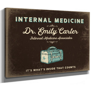 Personalized Internal Medicine Sign, It's What's Inside That Counts, Espresso & Turquoise, image 8