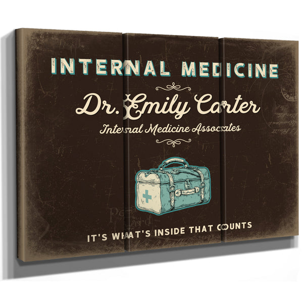 Personalized Internal Medicine Sign, It's What's Inside That Counts, Espresso & Turquoise, image 14