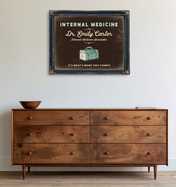 Personalized Internal Medicine Sign, It's What's Inside That Counts, Espresso & Turquoise, image 19