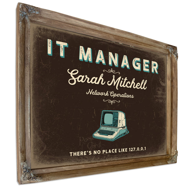 Personalized IT Manager Sign, There's No Place Like 127.0.0.1, Espresso & Turquoise, image 6