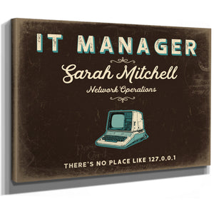 Personalized IT Manager Sign, There's No Place Like 127.0.0.1, Espresso & Turquoise, image 8