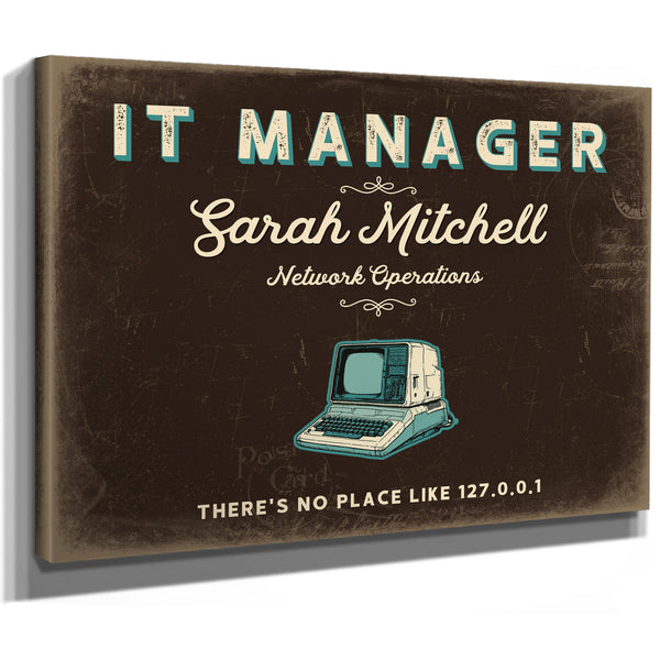 Personalized IT Manager Sign, There's No Place Like 127.0.0.1, Espresso & Turquoise, image 8