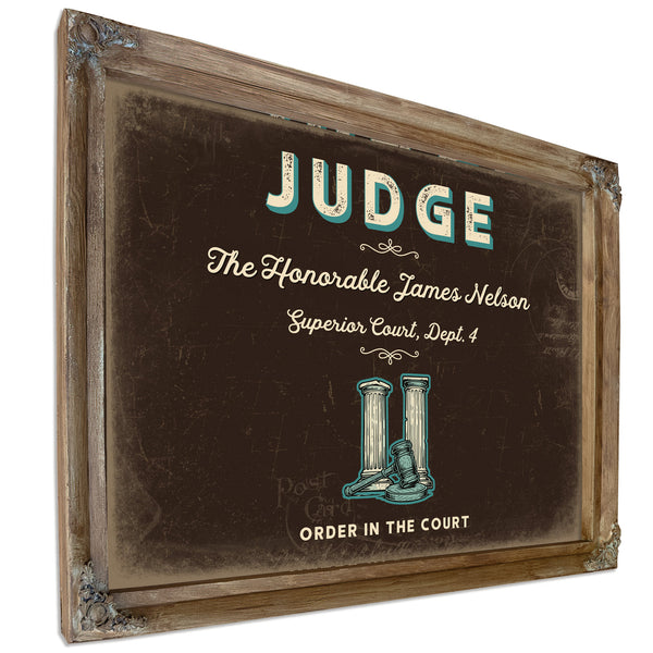 Personalized Judge Sign, Order in the Court, Espresso & Turquoise, image 6