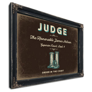 Personalized Judge Sign, Order in the Court, Espresso & Turquoise, image 1
