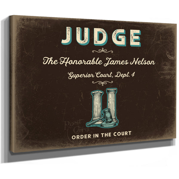 Personalized Judge Sign, Order in the Court, Espresso & Turquoise, image 8