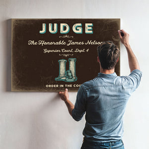 Personalized Judge Sign, Order in the Court, Espresso & Turquoise, image 9