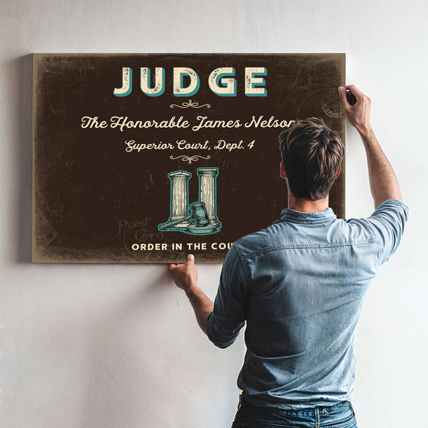 Personalized Judge Sign, Order in the Court, Espresso & Turquoise, image 9