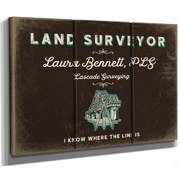 Personalized Land Surveyor Sign, I Know Where the Line Is, Espresso & Turquoise, image 14