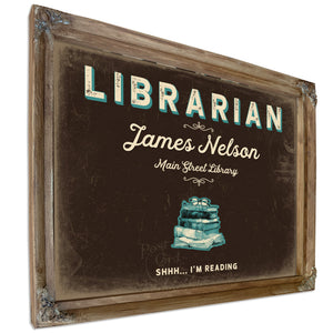 Personalized Librarian Sign, Shhh... I'm Reading, Espresso & Turquoise, image 6