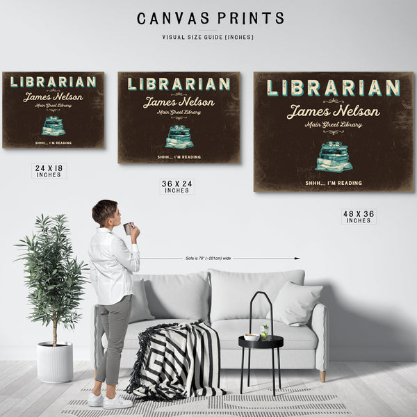 Personalized Librarian Sign, Shhh... I'm Reading, Espresso & Turquoise, image 10