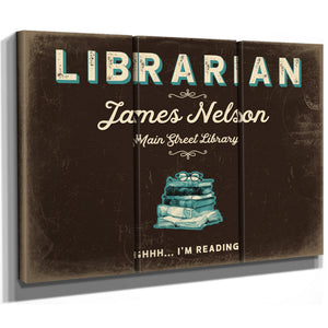 Personalized Librarian Sign, Shhh... I'm Reading, Espresso & Turquoise, image 14