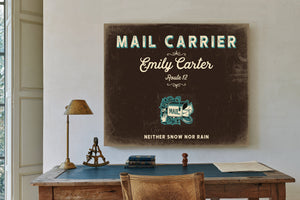 Personalized Mail Carrier Sign, Neither Snow Nor Rain, Espresso & Turquoise, image 2