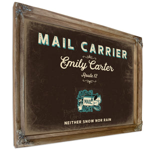 Personalized Mail Carrier Sign, Neither Snow Nor Rain, Espresso & Turquoise, image 6