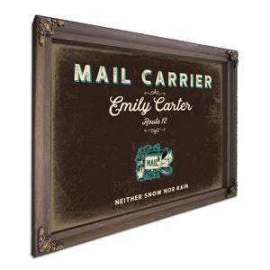 Personalized Mail Carrier Sign, Neither Snow Nor Rain, Espresso & Turquoise, image 7