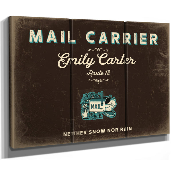 Personalized Mail Carrier Sign, Neither Snow Nor Rain, Espresso & Turquoise, image 14