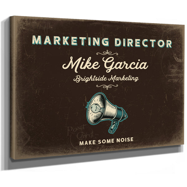 Personalized Marketing Director Sign, Make Some Noise, Espresso & Turquoise, image 8