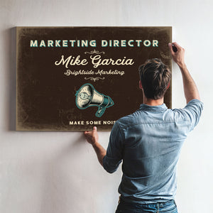 Personalized Marketing Director Sign, Make Some Noise, Espresso & Turquoise, image 9