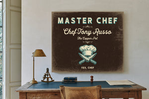 Personalized Master Chef Sign, Yes, Chef, Espresso & Turquoise, image 2