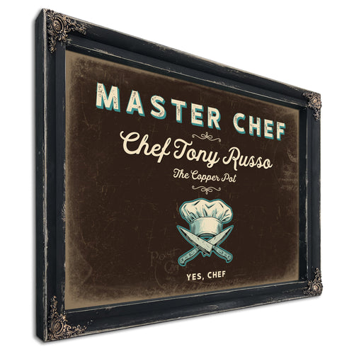 Personalized Master Chef Sign, Yes, Chef, Espresso & Turquoise, image 1